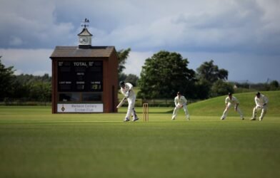 group of person playing cricket